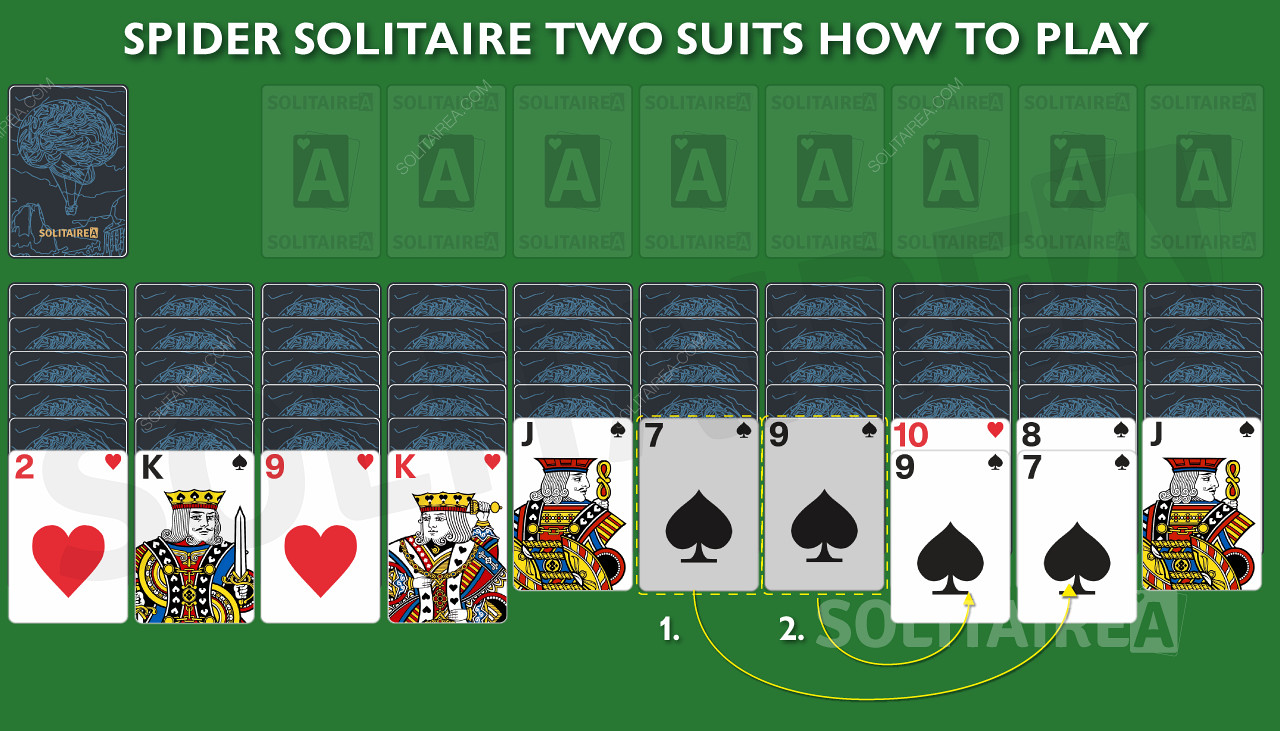 Spider Solitaire dois naipes - Como jogar